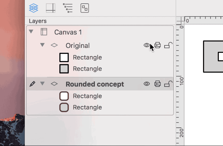 Hide a layer in OmniGraffle