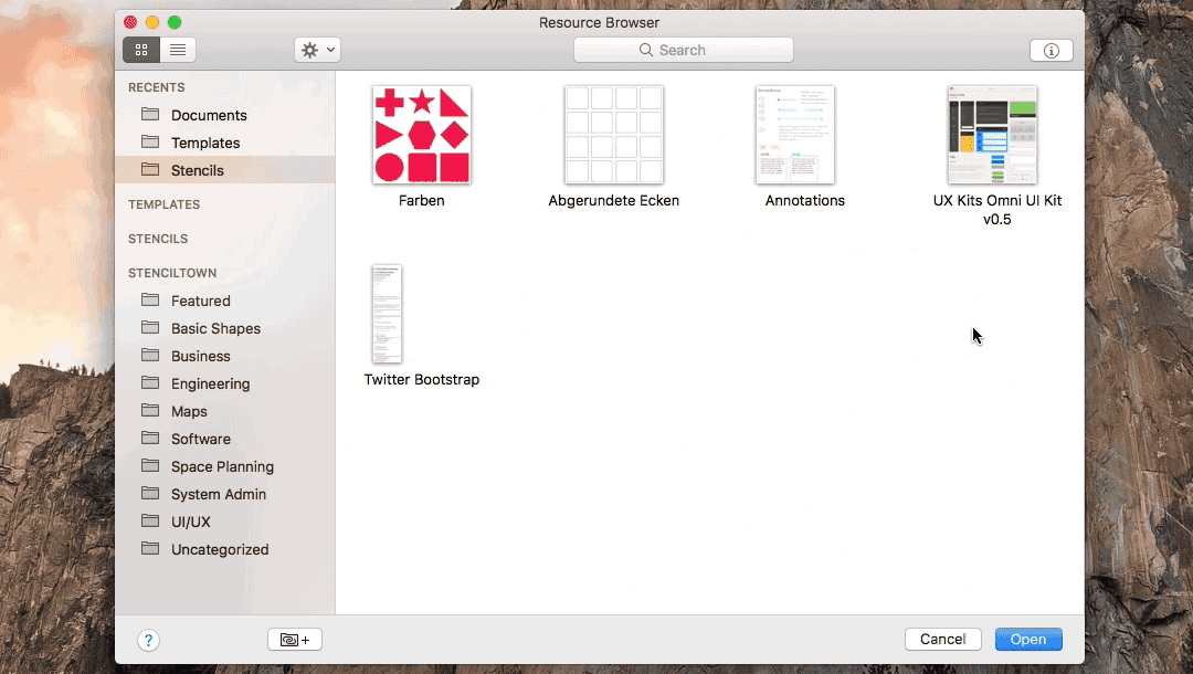 Submit a stencil to share directly from the Resource Browser