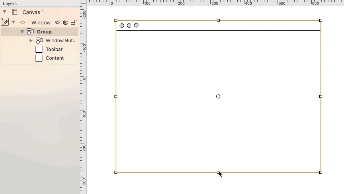 Resizing one object inside a group