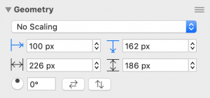 Screenshot showing OmniGraffle Geometry Inspector.